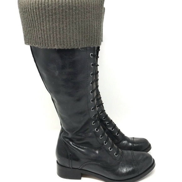 Cole Haan Air Whitley Knit Black Leather Tall Boots 6.5 - Picture 1 of 8